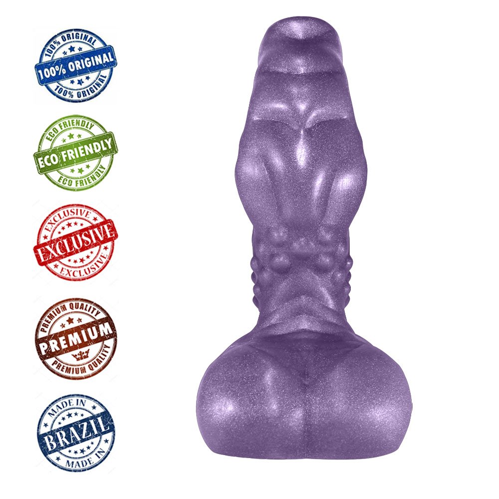 Pênis Feito em PVC Flexível com Escroto Goodzilla 20 x 6,5cm Roxo Cintilante | Foto 05