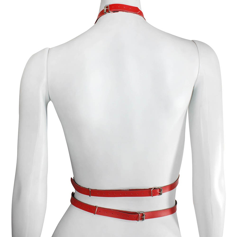 Harness Arreio em PU (Imitação de Couro) Feminino Ajustável Vermelho | Foto 02