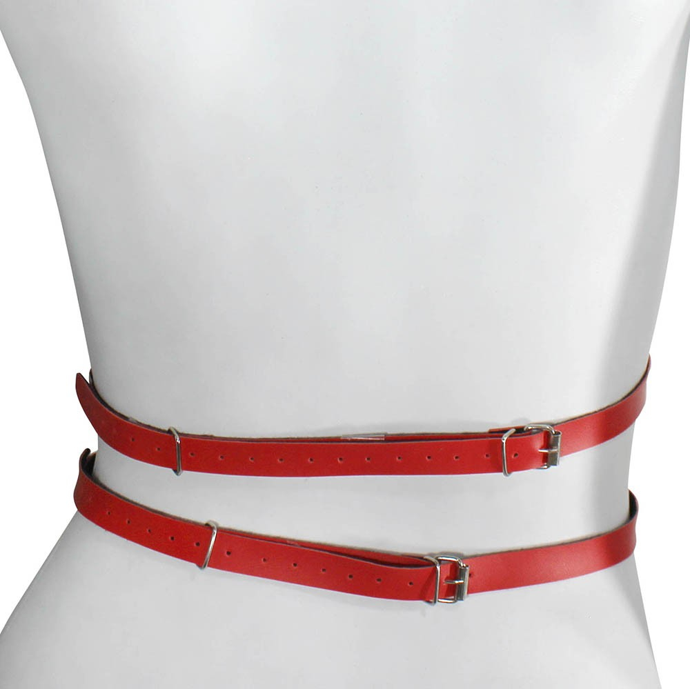 Harness Arreio em PU (Imitação de Couro) Feminino Ajustável Vermelho | Foto 05