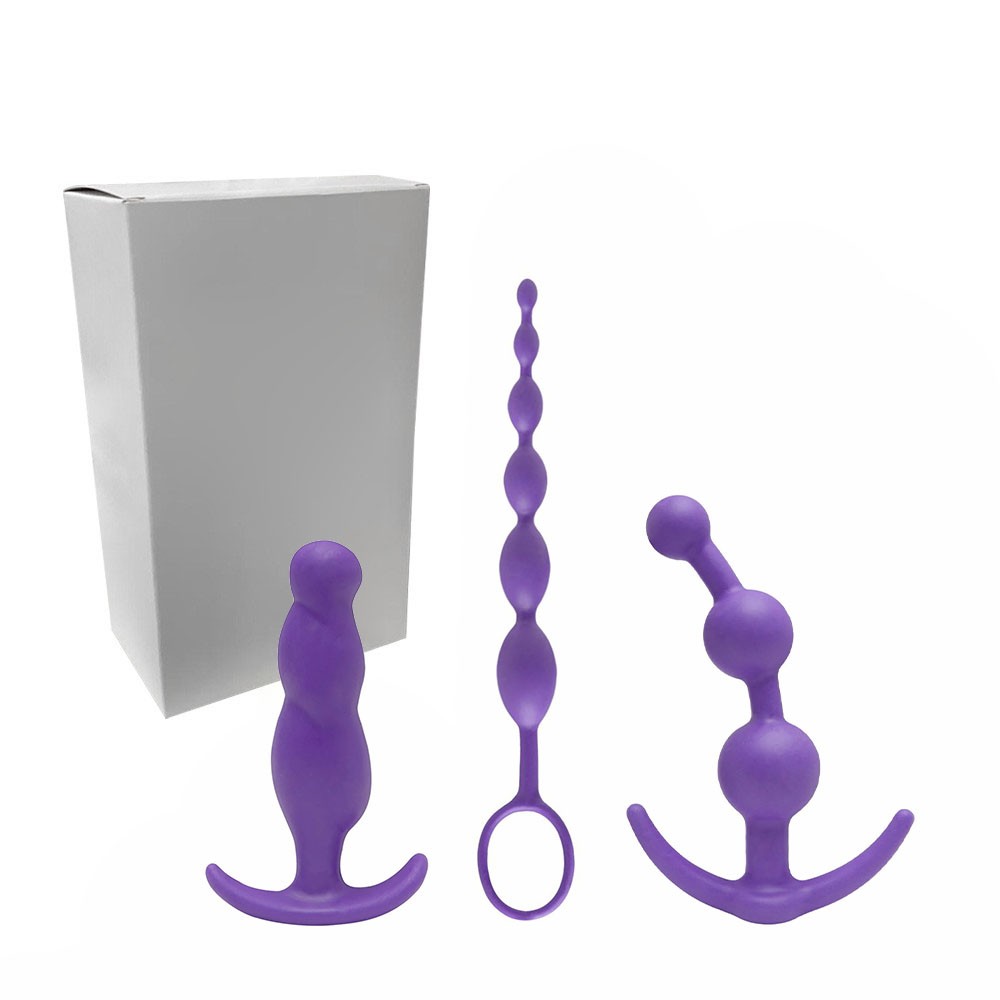 plug anal iniciante Kit Plug Anal Iniciante 3 Modelos Diferentes Silicone Roxo :: Sex Shop Loja  do Prazer