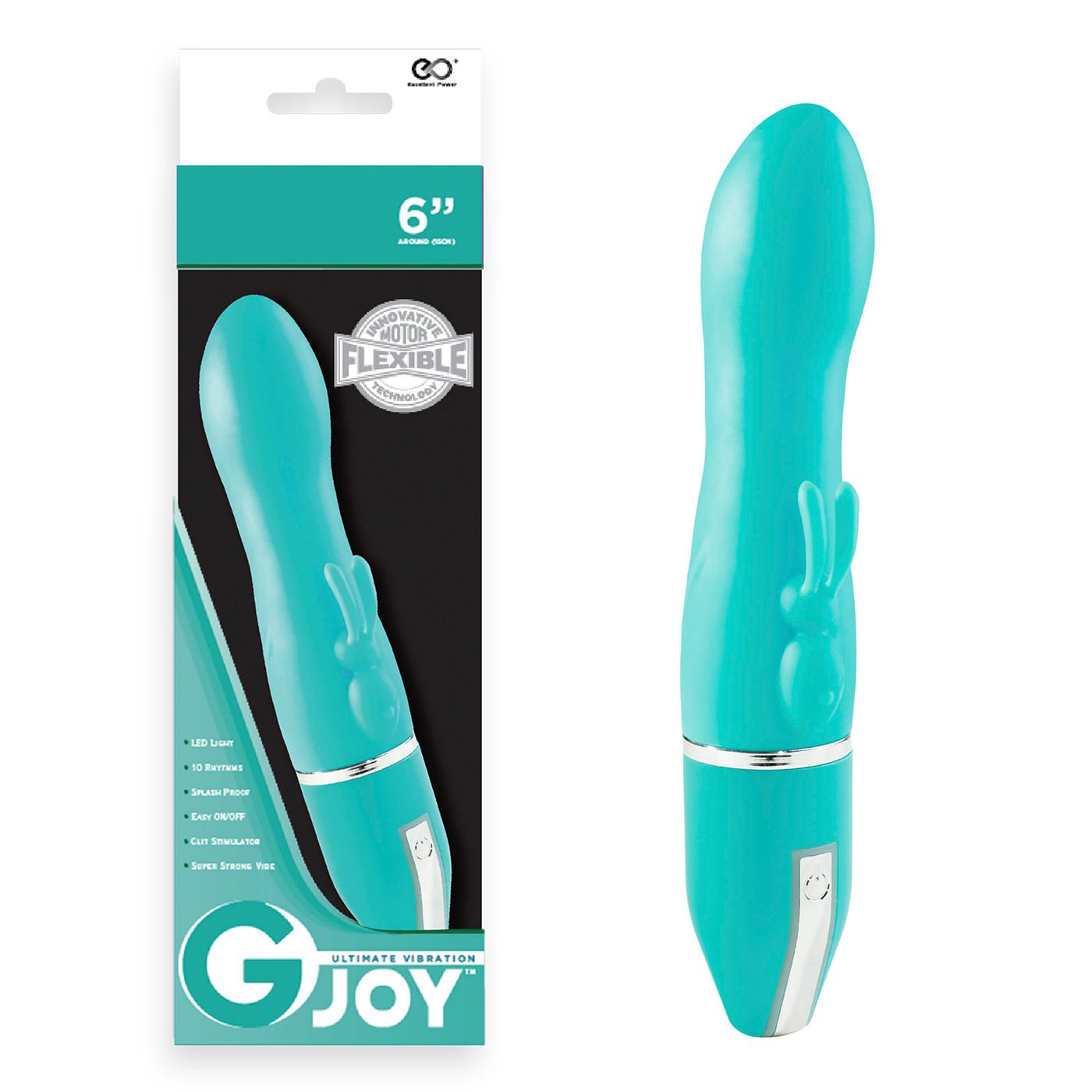 Vibrador Feminino � Prova de �gua, 10 Vibra��es, Rabbit Verde, vista da embalagem
