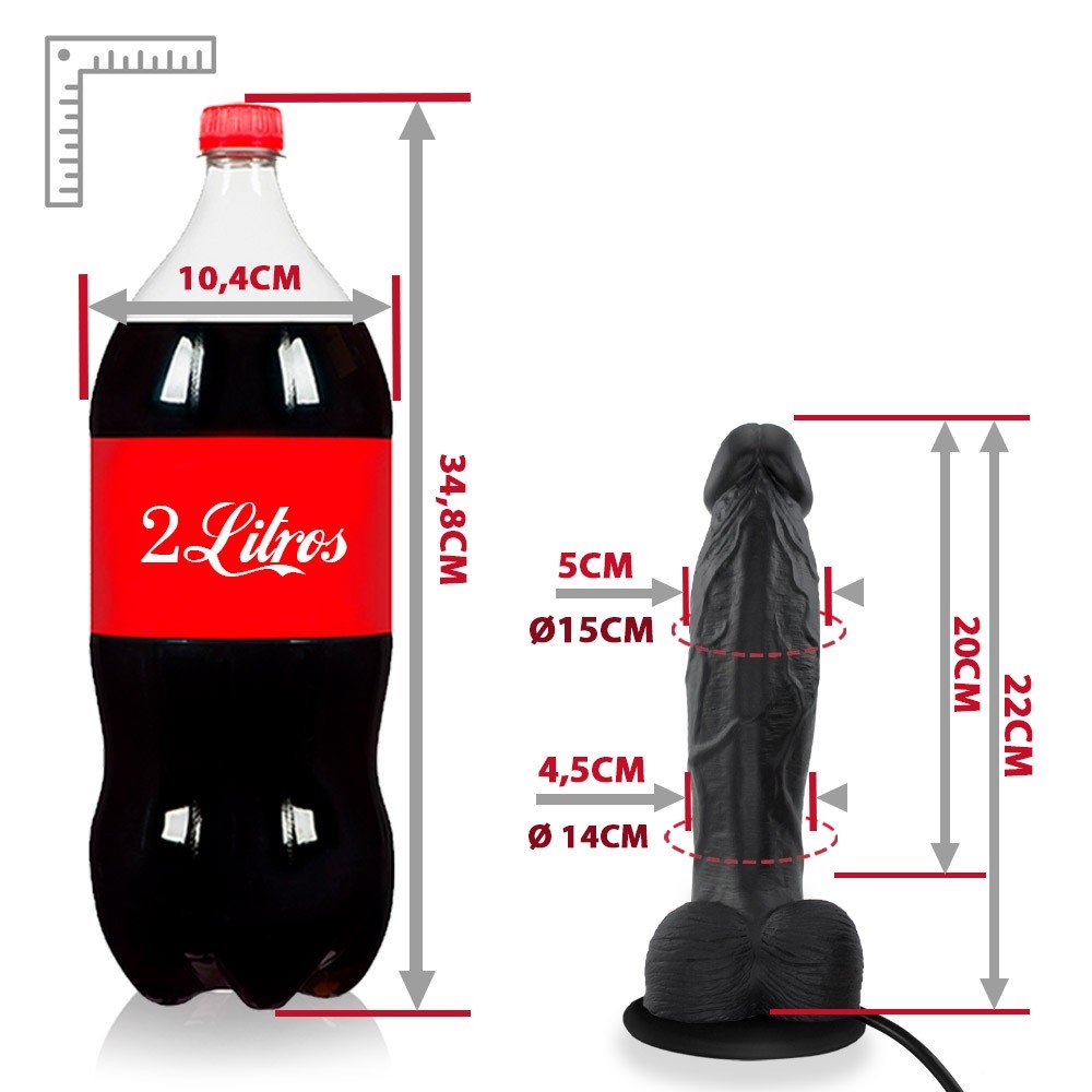 P�nis Real�stico Querid�o, vista superior com controle de fio vibrat�rio, ventosa na base e todo o formato do dildo