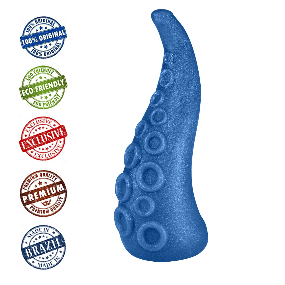 Dildo Feito em PVC Flexível em Formato de Tentáculos 18 x 5cm Azul Cintilante | Foto 05