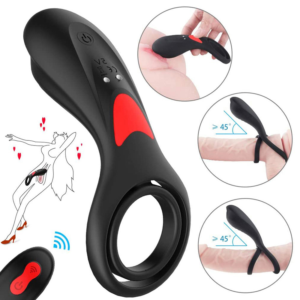 Anel Peniano com Vibrador Recarreg�vel em Silicone com 9 Vibra��es e Controle sem Fio Rings Preto | Foto 04