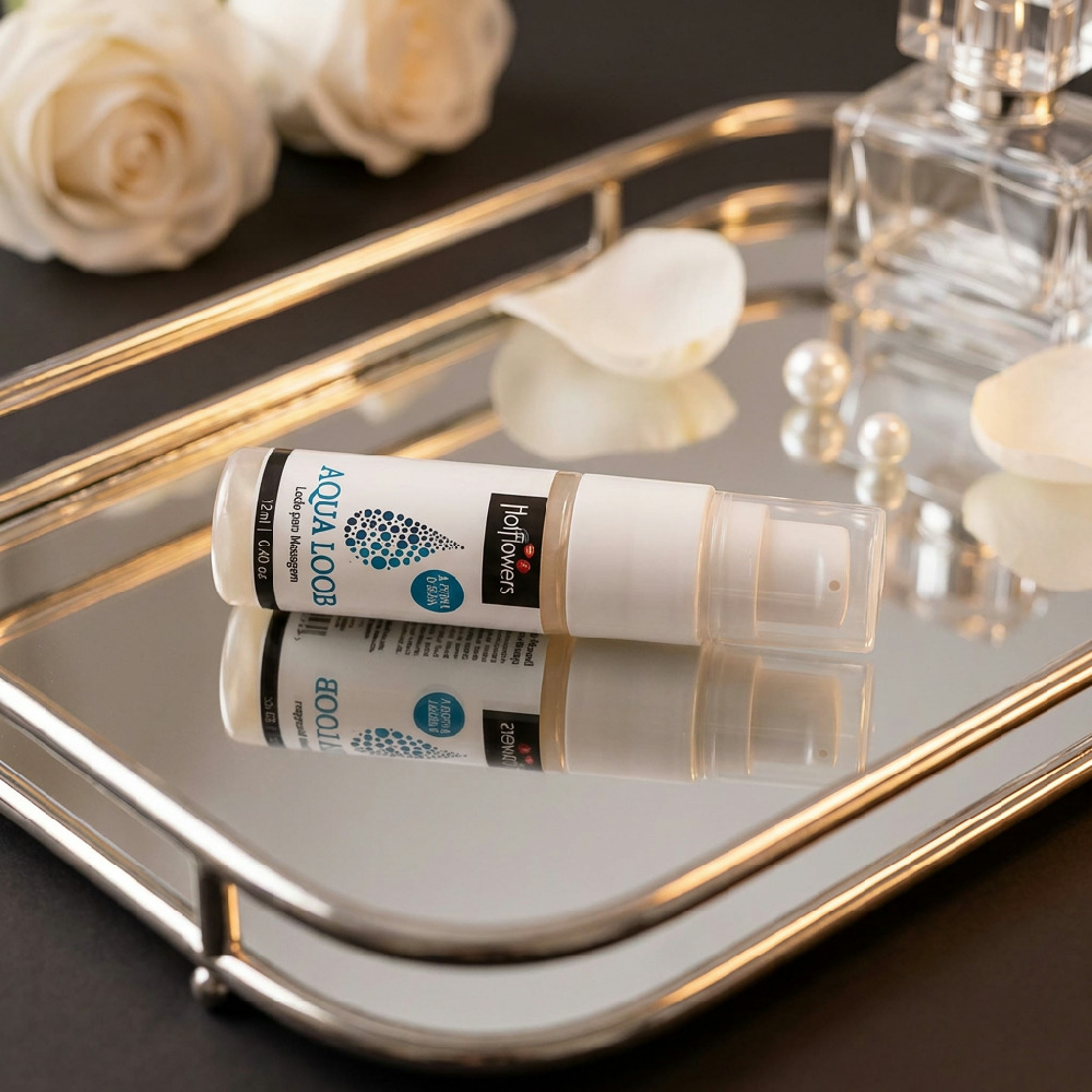 vista lateral do frasco do Gel Lubrificante �ntimo � Base de Silicone Aqua Loob Neutro 12ml, mostrando formato cil�ndrico