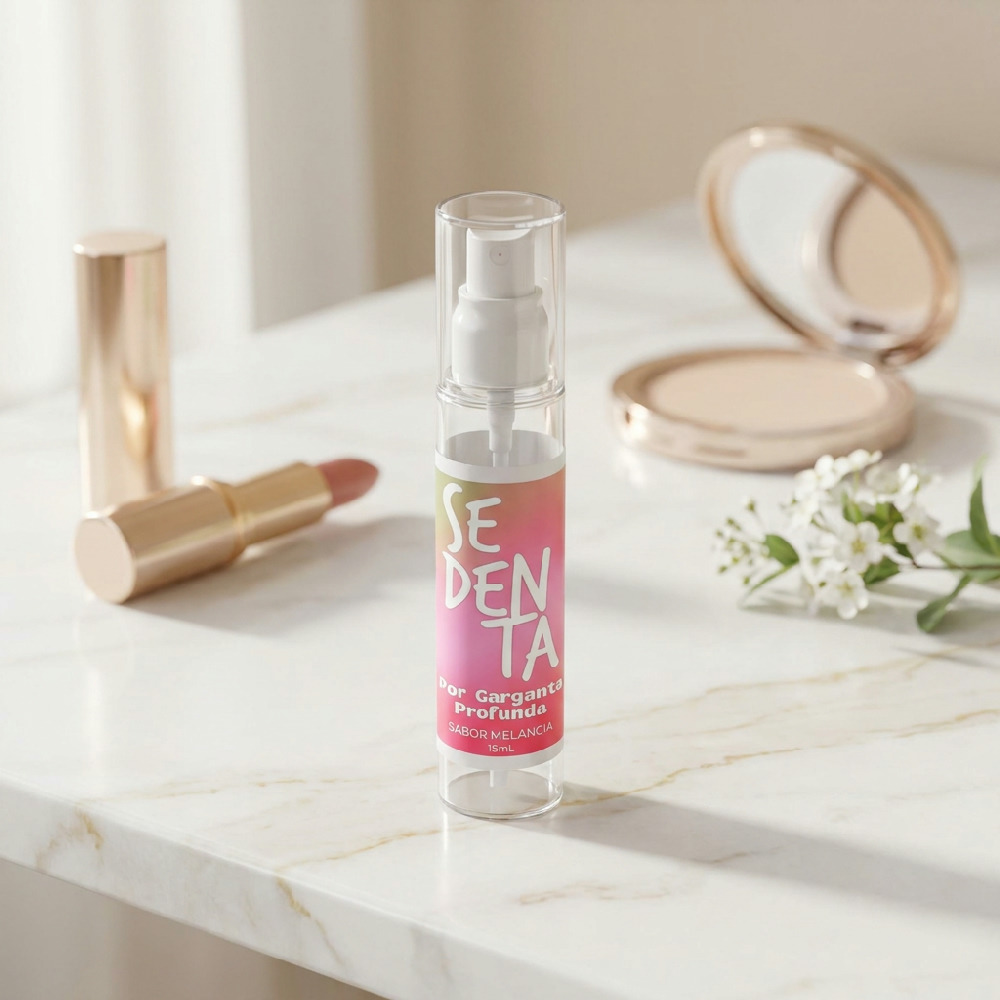 R�tulo frontal do Spray Bucal Sedenta destacando 'Sabor Melancia 15ml'