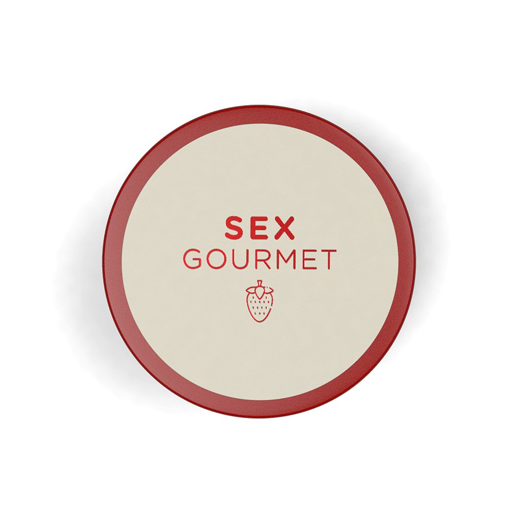 Vela para Massagem Hidratante Beij�vel Sex Gourmet Morango 70g vista superior com tampa fechada