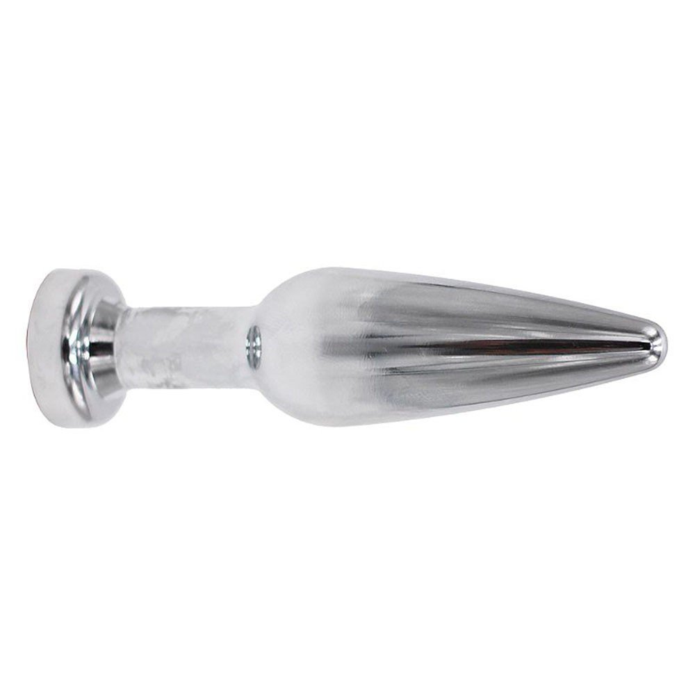 vista da base redonda do plug anal joia com cristal pink facetado evidenciando seguran�a e design sofisticado