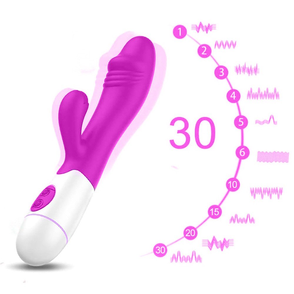 Vibrador Duplo Sime 2 Pink, ilustrando os 30 padr�es de vibra��o dispon�veis para uma experi�ncia vers�til.
