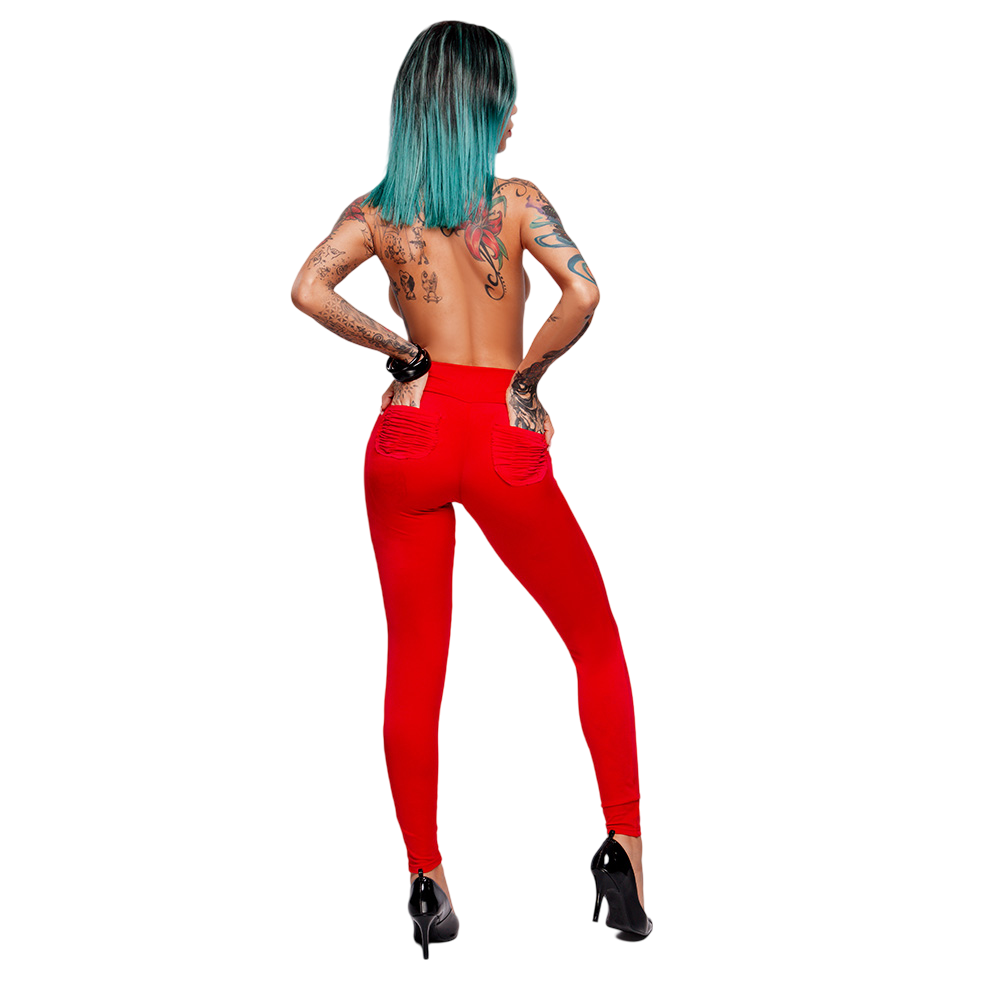 Cal�a Sensual Sexy Vermelha com la�o frontal detalhado no c�s.