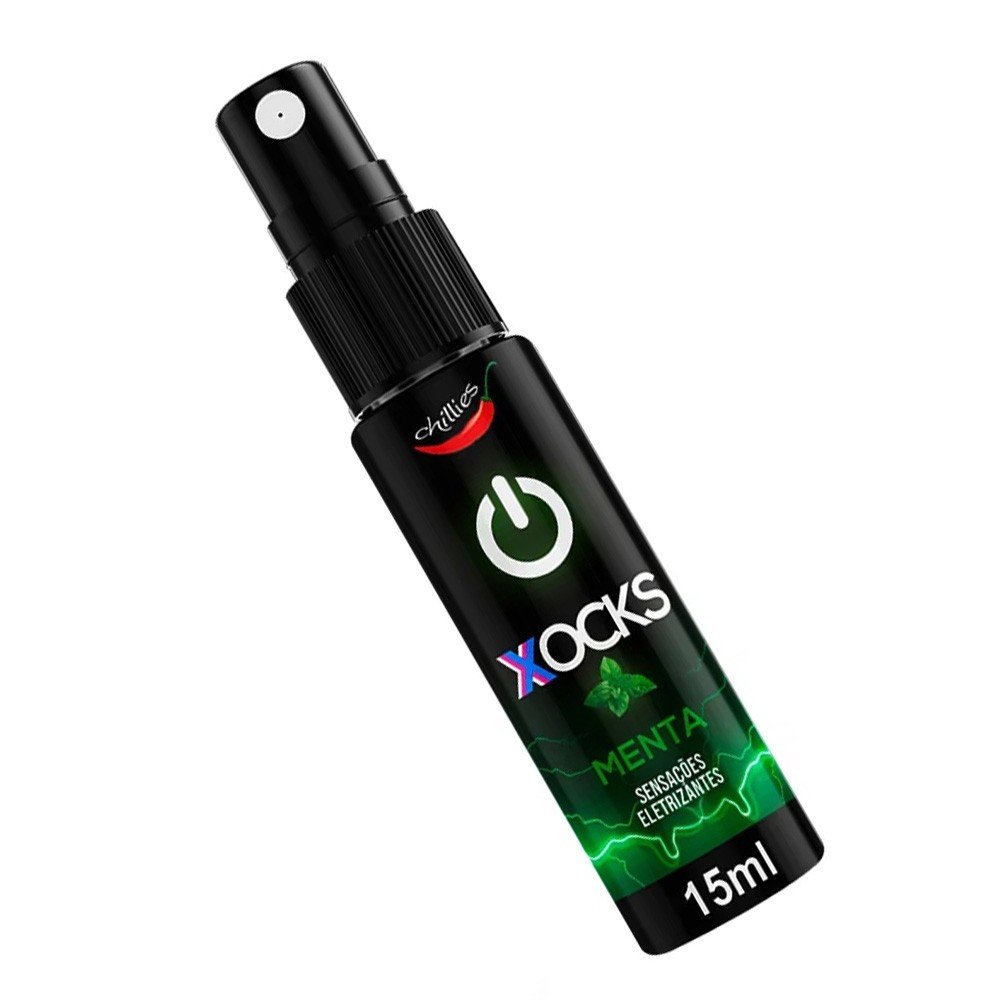 Detalhe do bico spray do Vibrador L�quido Aroma Menta Xocks 15ml, ideal para aplica��o precisa