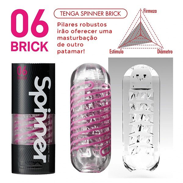 Masturbador Masculino Texturizado Tenga Spinner 06 Brick Preto | Foto 03