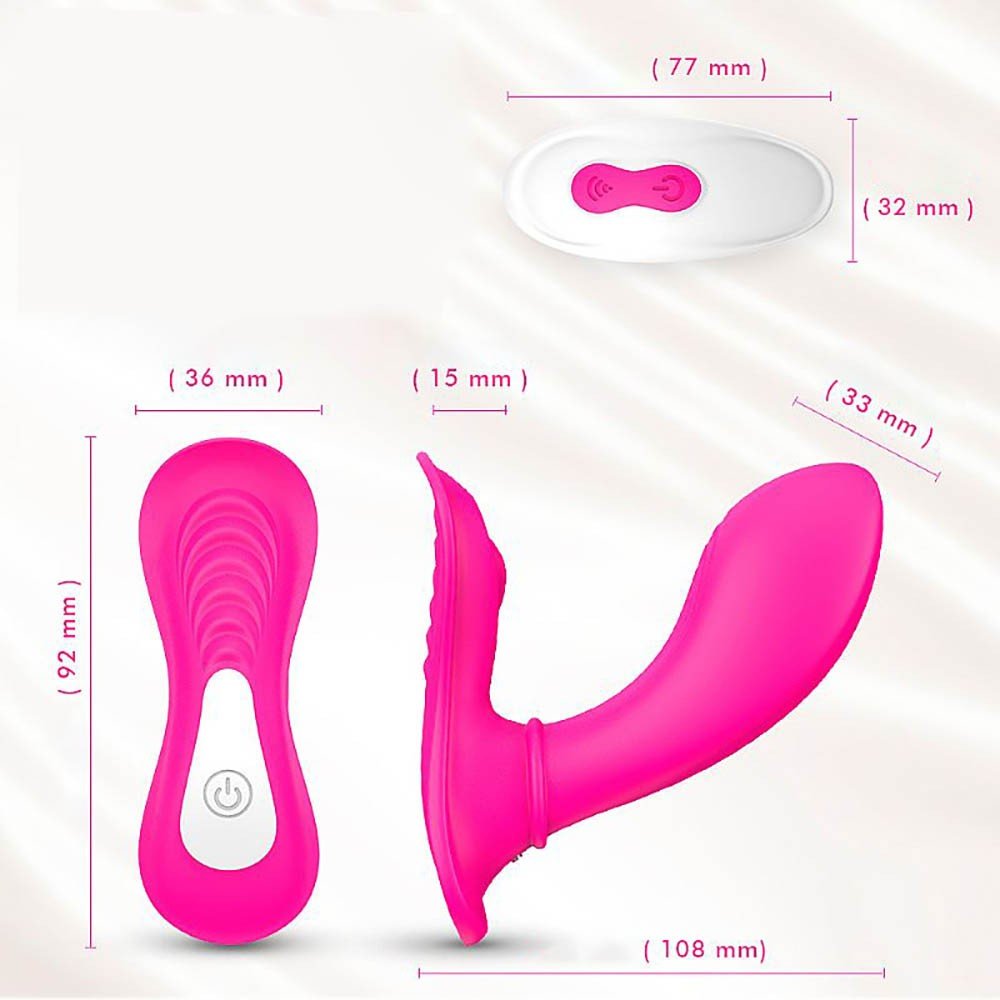 Vibrador Duplo em Silicone com 9 Vibrações Recarregável e Controle sem Fio Butterfly Pink | Foto 06