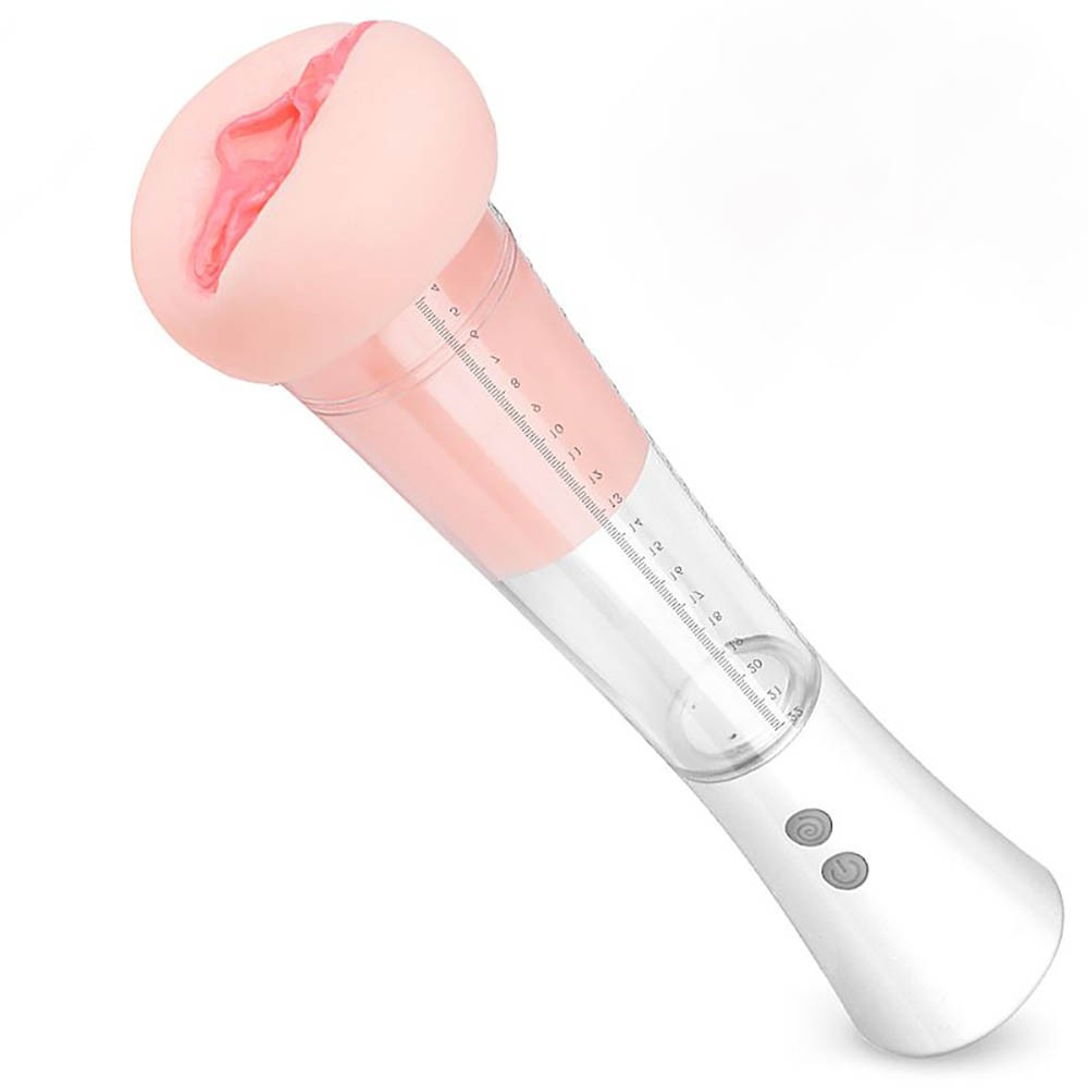 Bomba Peniana com Masturbador Vagina em Cyberskin 9 Vibra��es Recarreg�vel Max Kit Bege | Foto 02