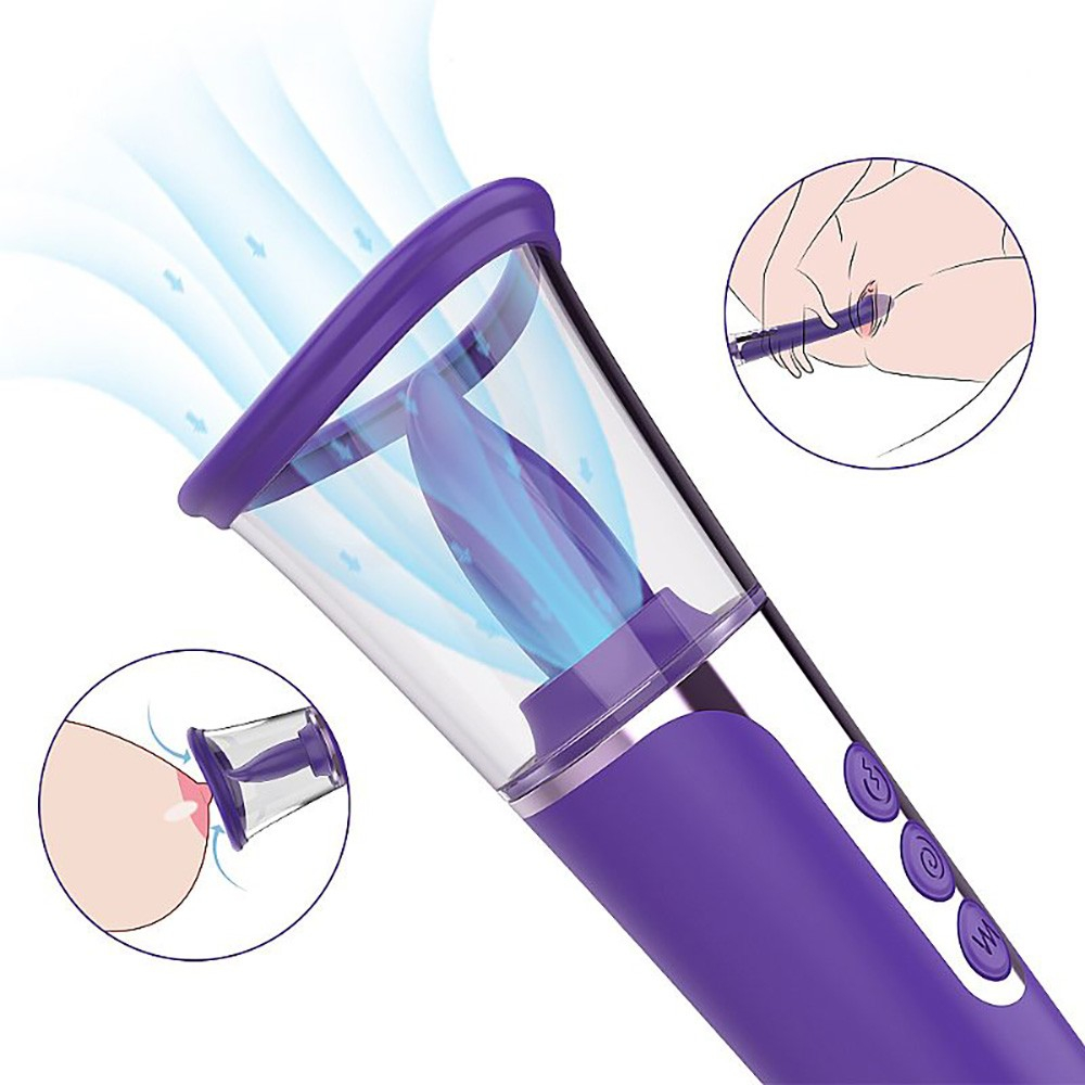 Sugador de Clitóris em Silicone com 9 Estímulos de Língua 9 Vibrações e 6 Sucções Recarregável Roxo | Foto 04