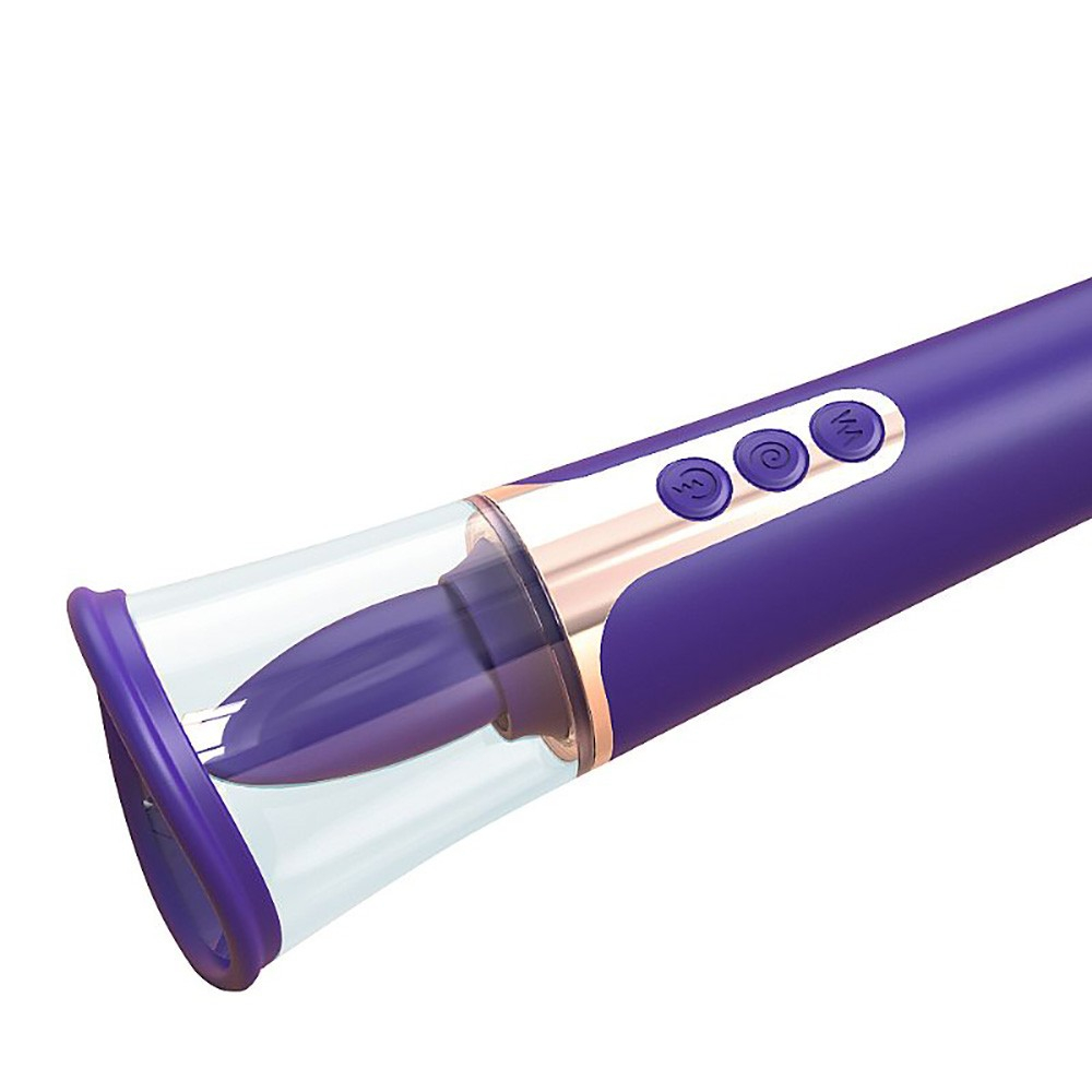 Sugador de Clitóris em Silicone com 9 Estímulos de Língua 9 Vibrações e 6 Sucções Recarregável Roxo | Foto 06