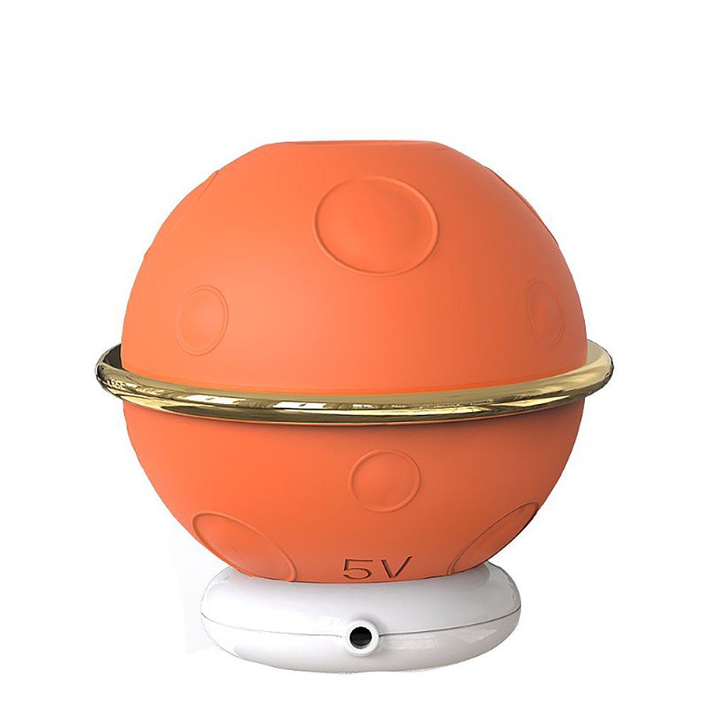 Estimulador de Clit�ris Planet Laranja sobre base de carregamento, com entrada USB vis�vel e detalhes