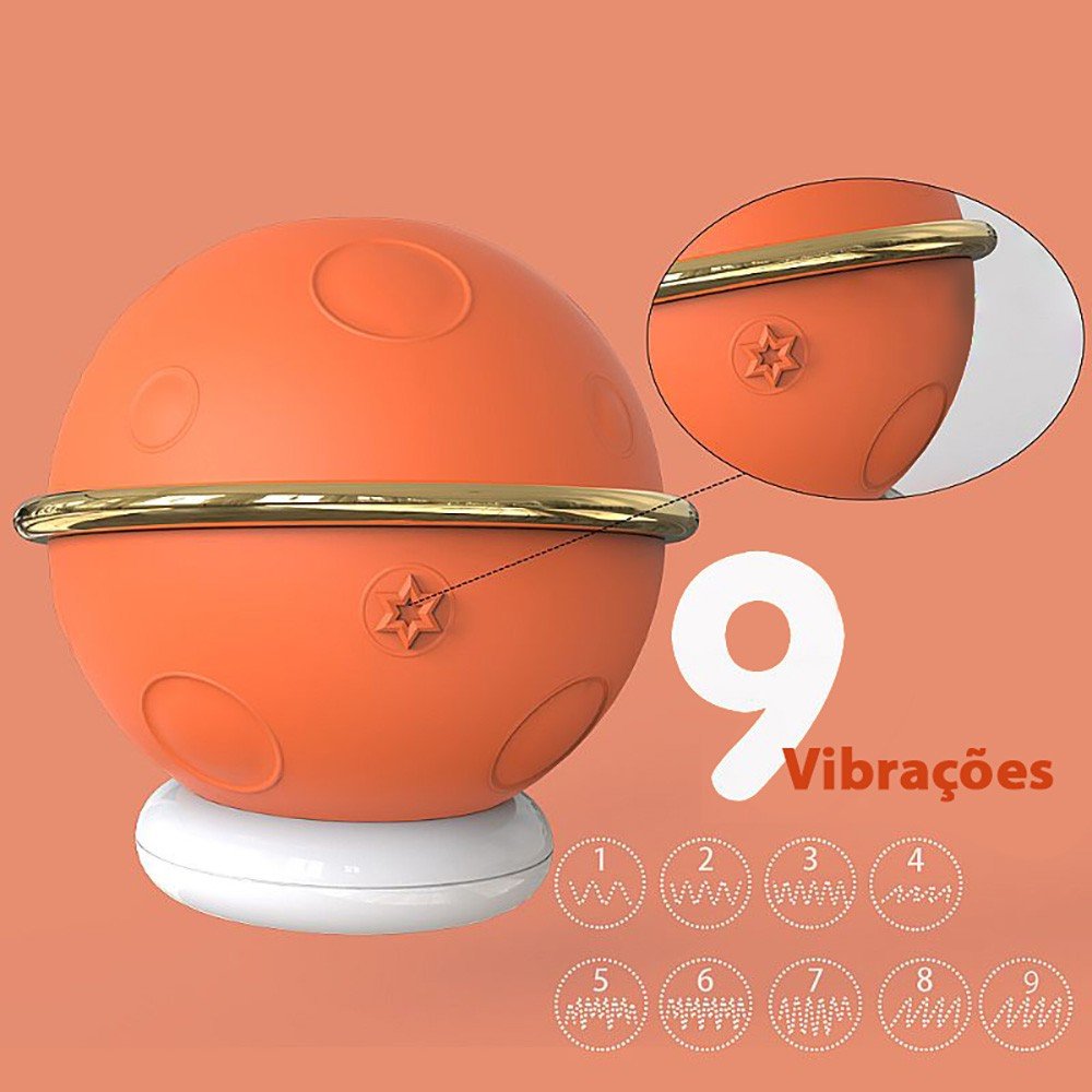 Estimulador de Clit�ris em Silicone Planet Laranja, vista traseira, destacando o exterior liso e o anel dourado