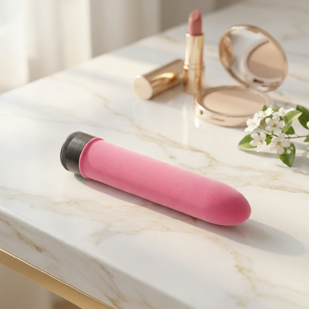 Vibrador Personal Cl�ssico em vista lateral, ressaltando o comprimento e a espessura ideais para manuseio confort�vel