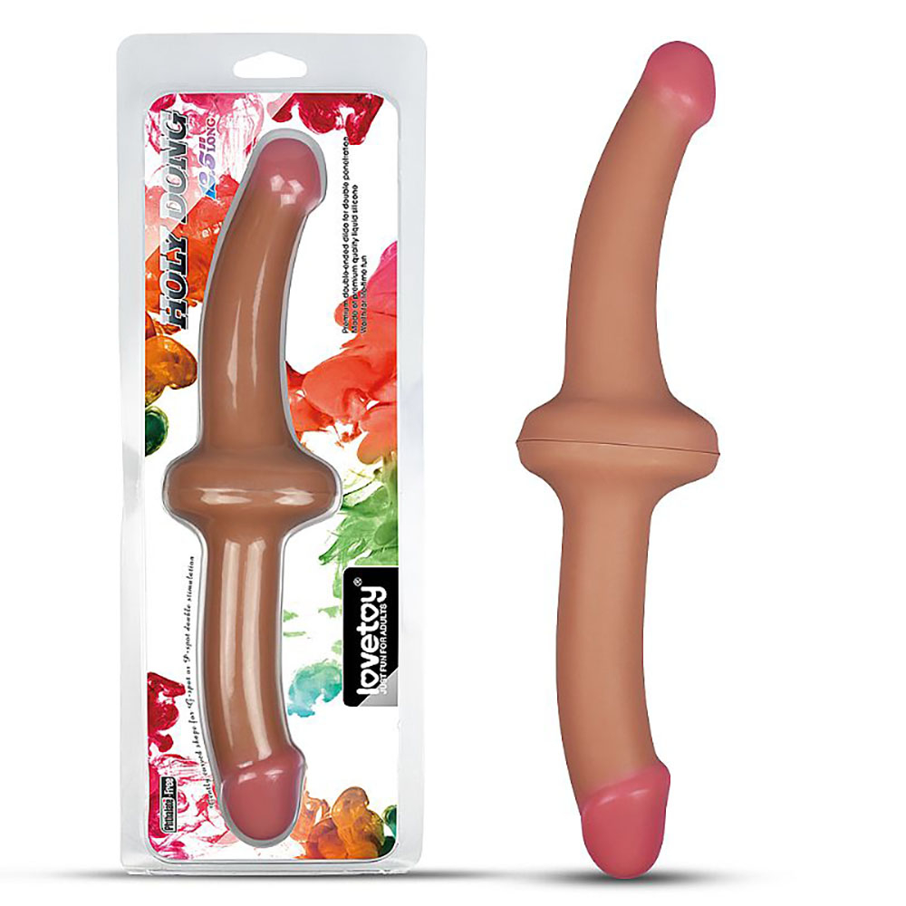 Pênis Duas Pontas Havaiano Flexível Holy Dong 32 x 3,3cm Bege | Foto 01