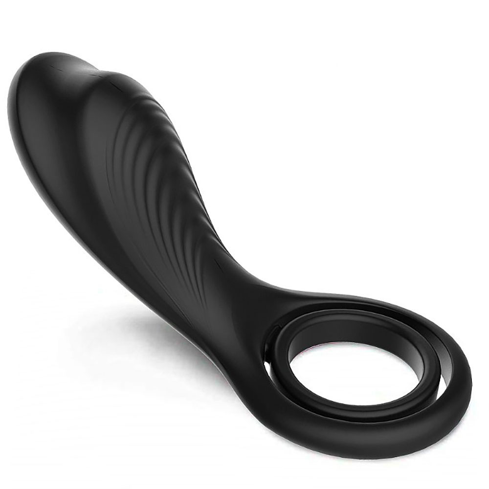 Anel Peniano com Estrangulador de Testículos em Silicone com 9 Vibrações Rings Preto | Foto 01