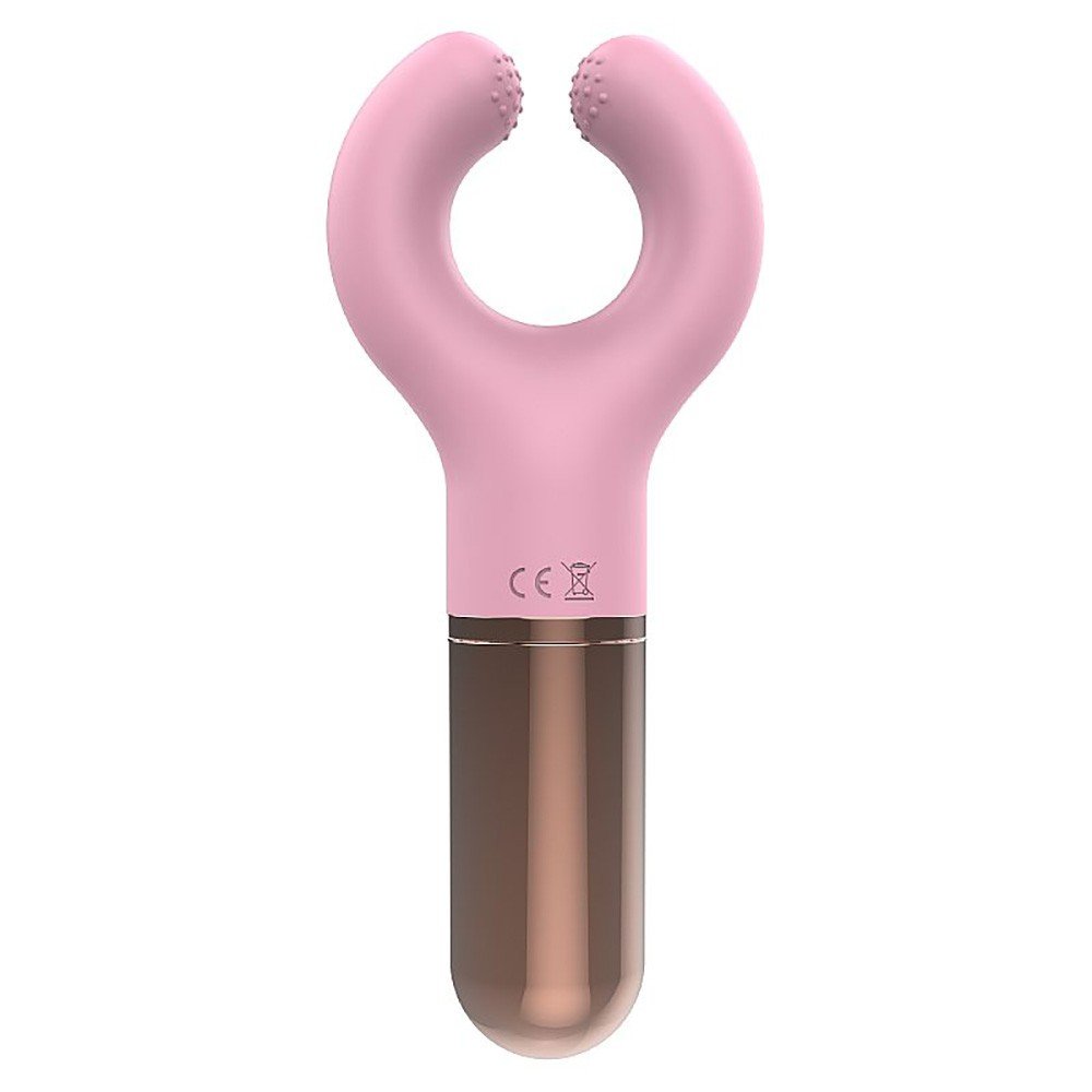 Estimulador Clitoriano Donuts Rosa - Vista Traseira com Marca e Detalhes da Base
