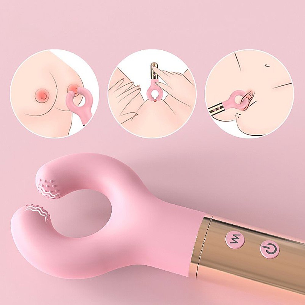 Vibrador Donuts Rosa em Silicone - Vista Lateral Detalhando Material e Formato