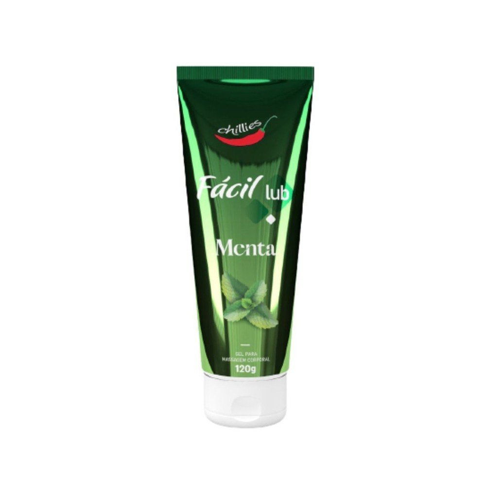 Gel Lubrificante Beij�vel Sabor Menta F�cil Lub 120g em vista frontal levemente inclinada, enfatizando a marca.