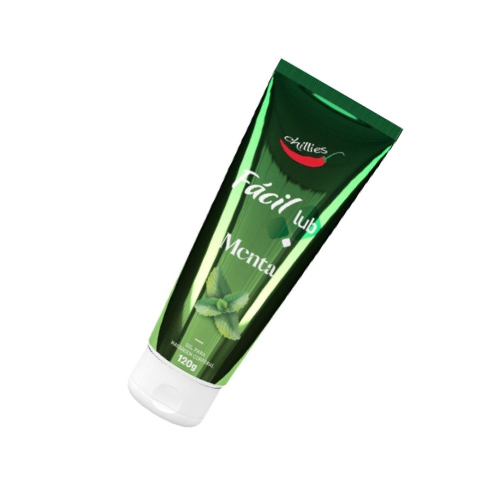 Gel Lubrificante Beij�vel Sabor Menta F�cil Lub 120g com a tampa da embalagem em destaque.