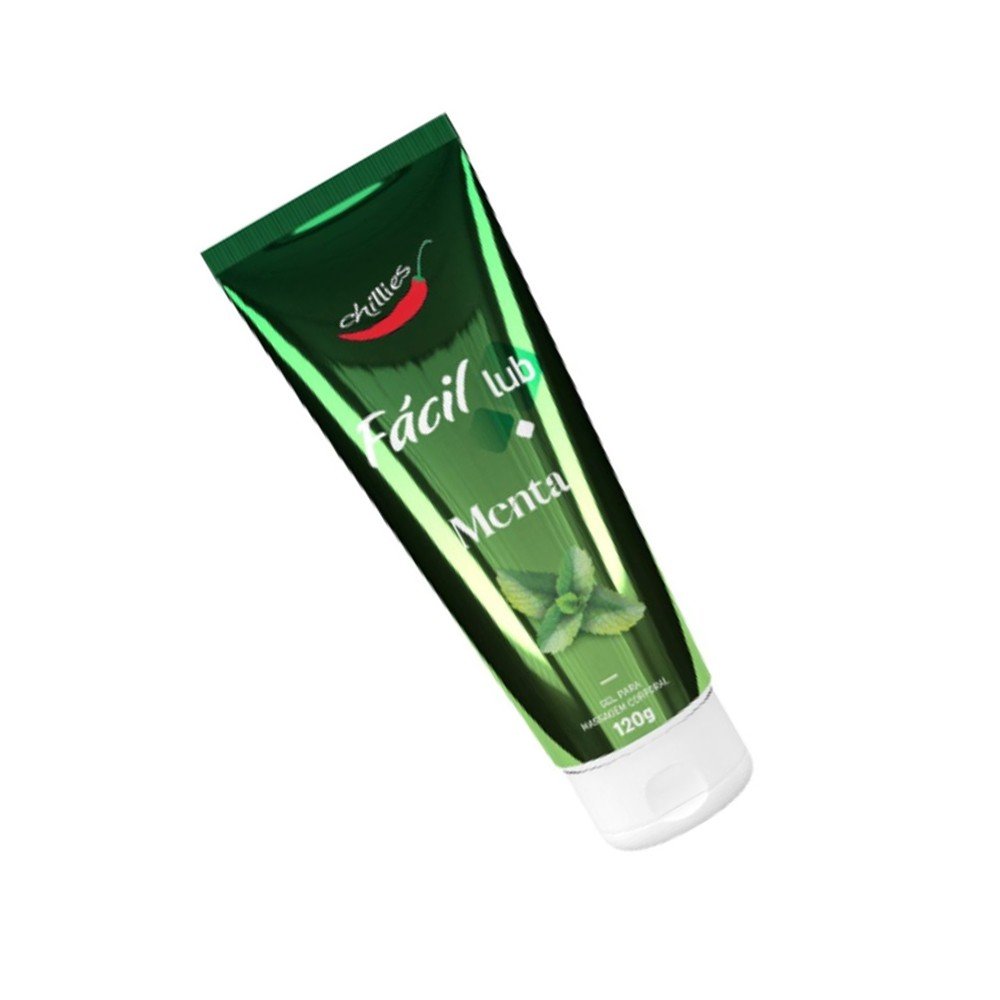 Vista superior do Gel Lubrificante Beij�vel Sabor Menta F�cil Lub 120g, mostrando o topo da embalagem.