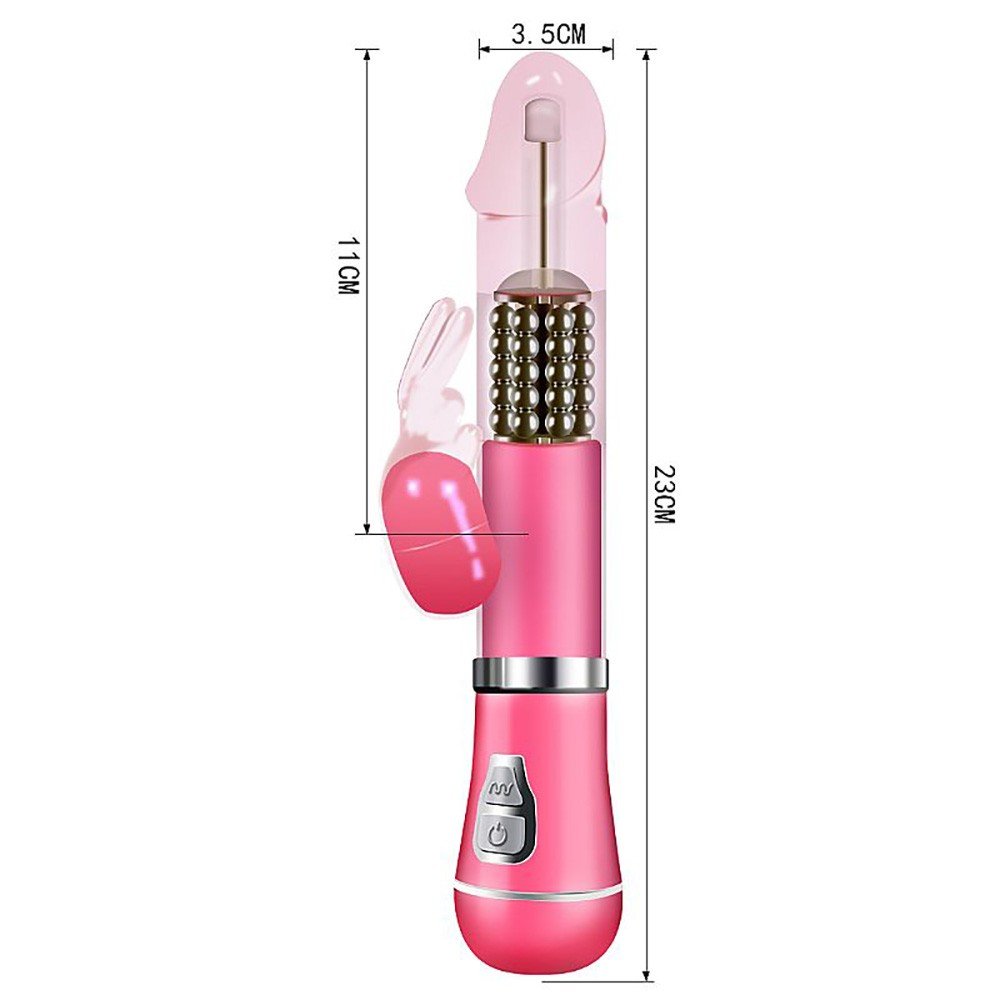 Vibrador Rabbit Recarregável com 9 Vibrações e 6 Rotações com Estimulador de Clitóris Coelho I Rosa | Foto 06