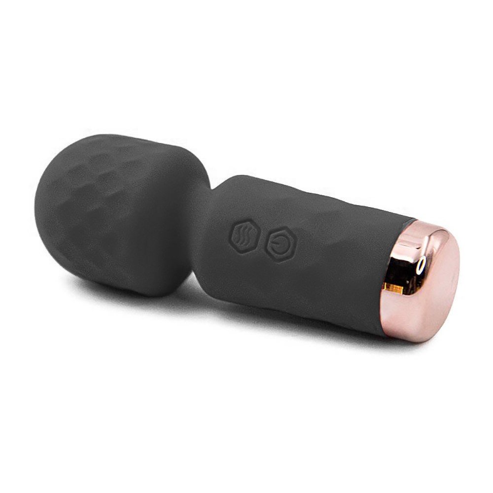 Massageador Er�tico Hero Preto - Vista lateral com bot�es de controle e base met�lica.