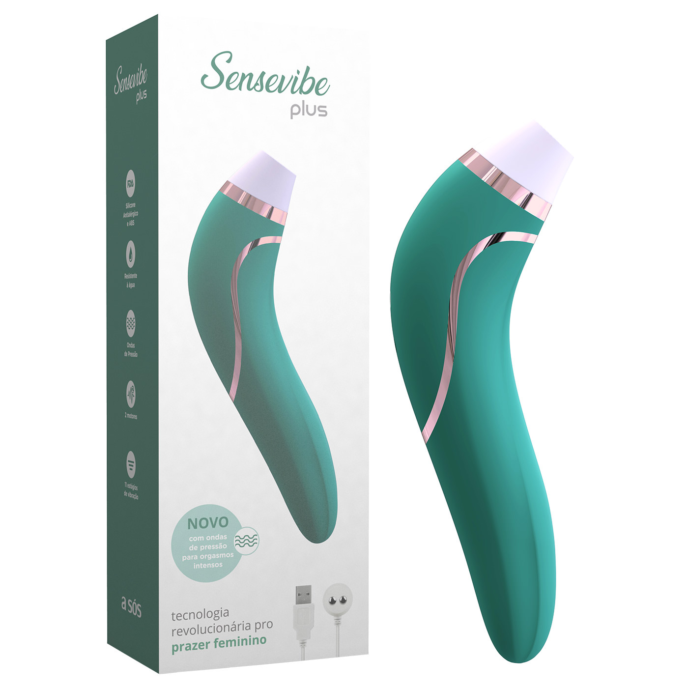 Vibrador para Clit�ris Plus com embalagem Sensevibe Collection, destacando o produto e a tecnologia inovadora.