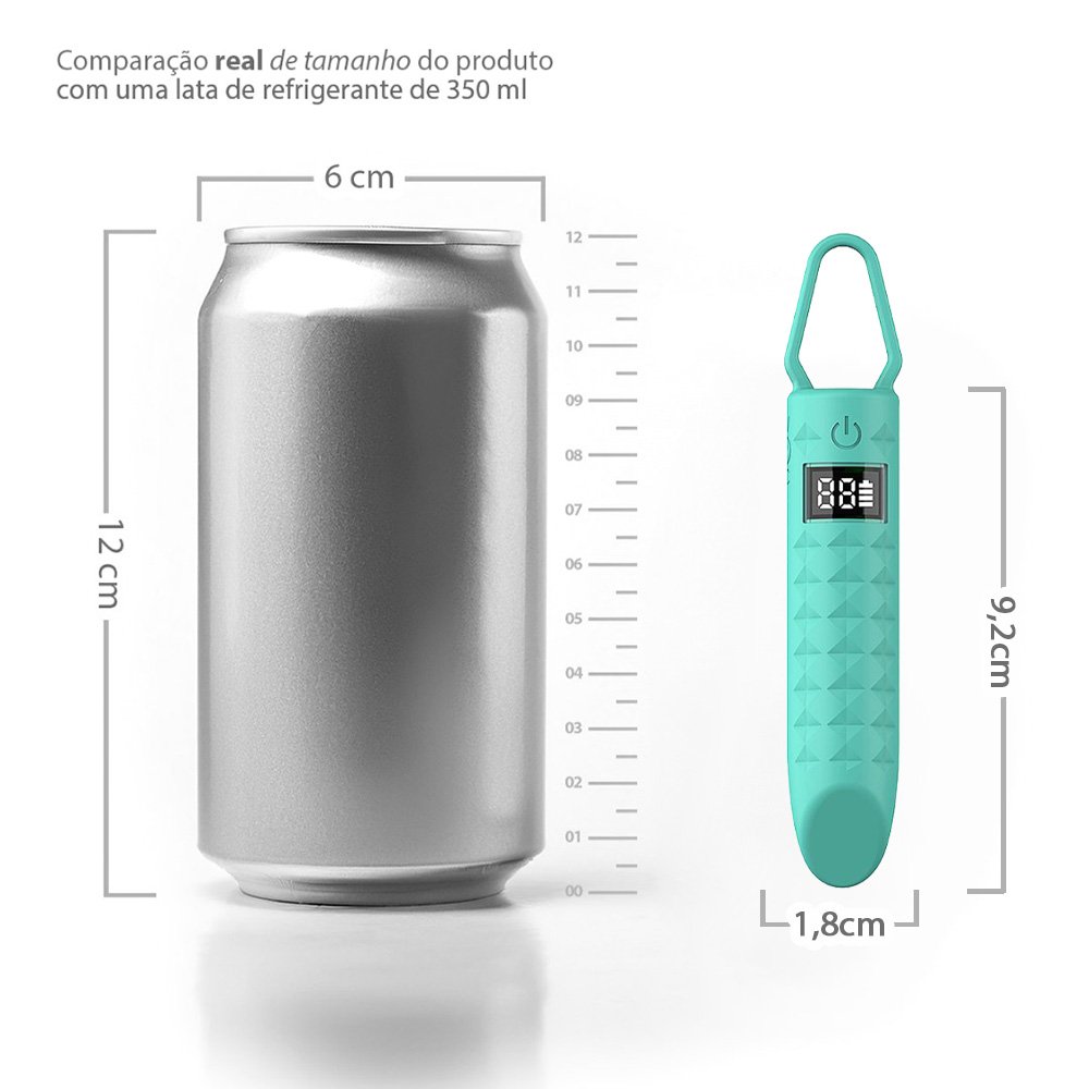 Vibrador Bullet Cyan em uso para estimula��o de clit�ris, seios e orelhas, com destaques para as �reas sens�veis