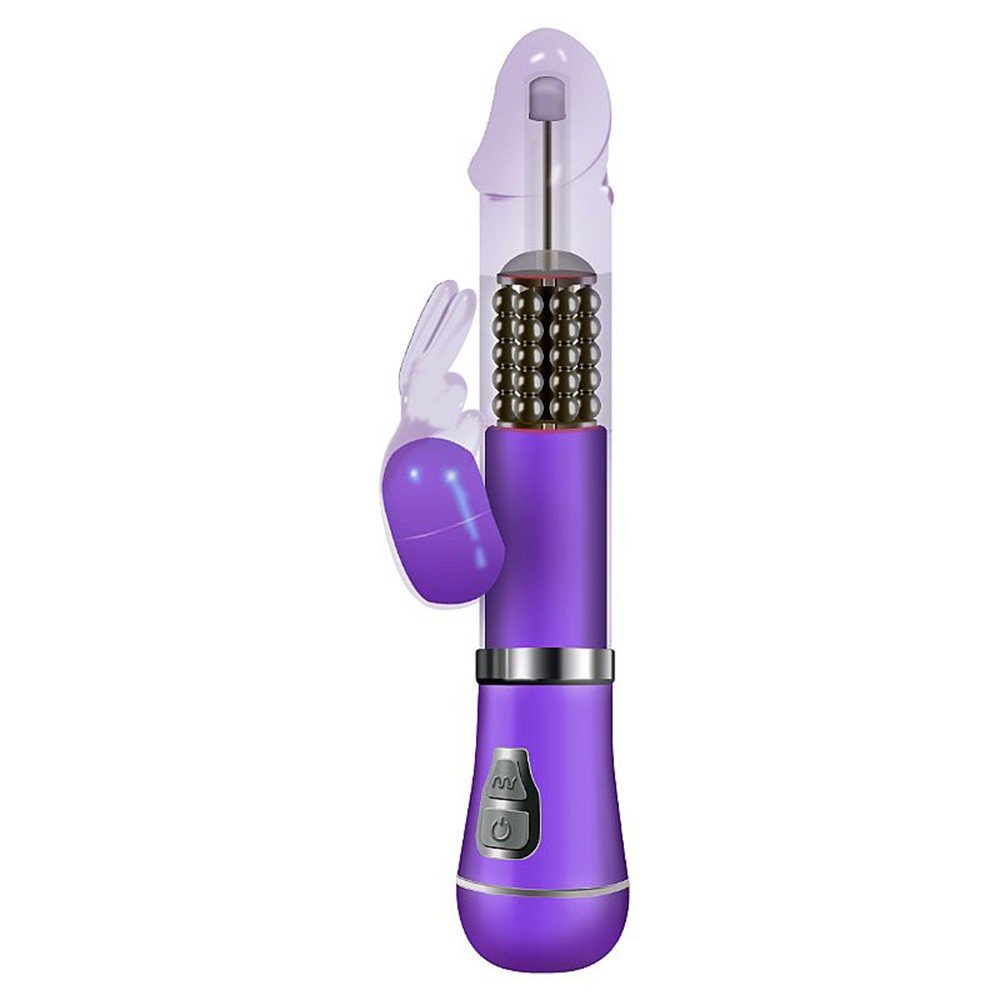 Vibrador Rabbit em Jelly Roxo, vista lateral detalhada do estimulador de clit�ris coelho