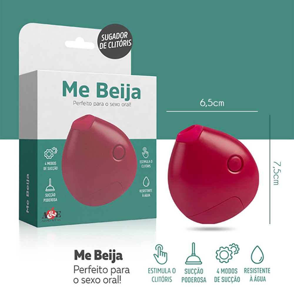 Vibrador para Clitóris em Silicone com 4 Modos de Sucção Me Beija Vermelho | Foto 03