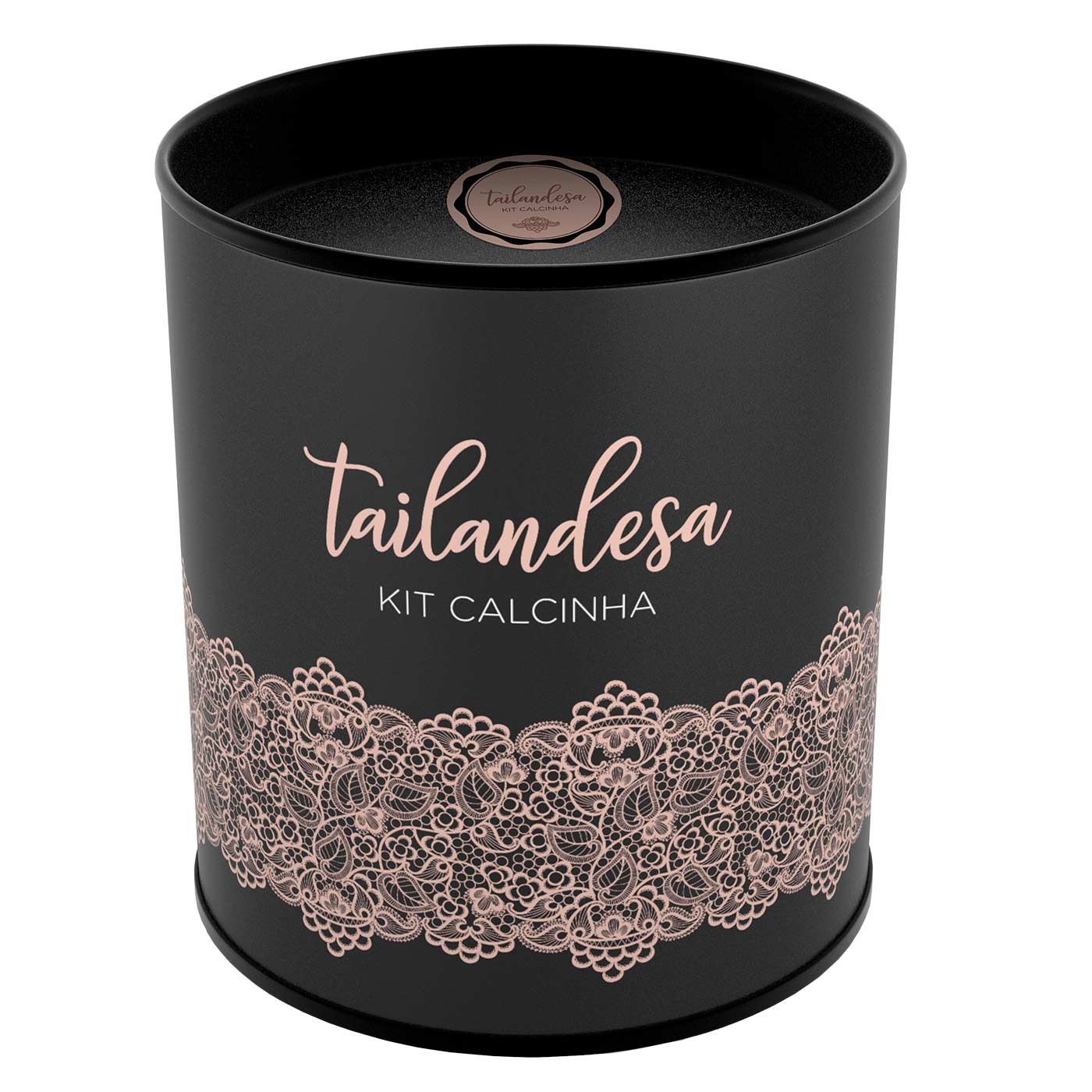 Detalhe da caixa do Kit Calcinha Tailandesa, design elegante e manual incluso