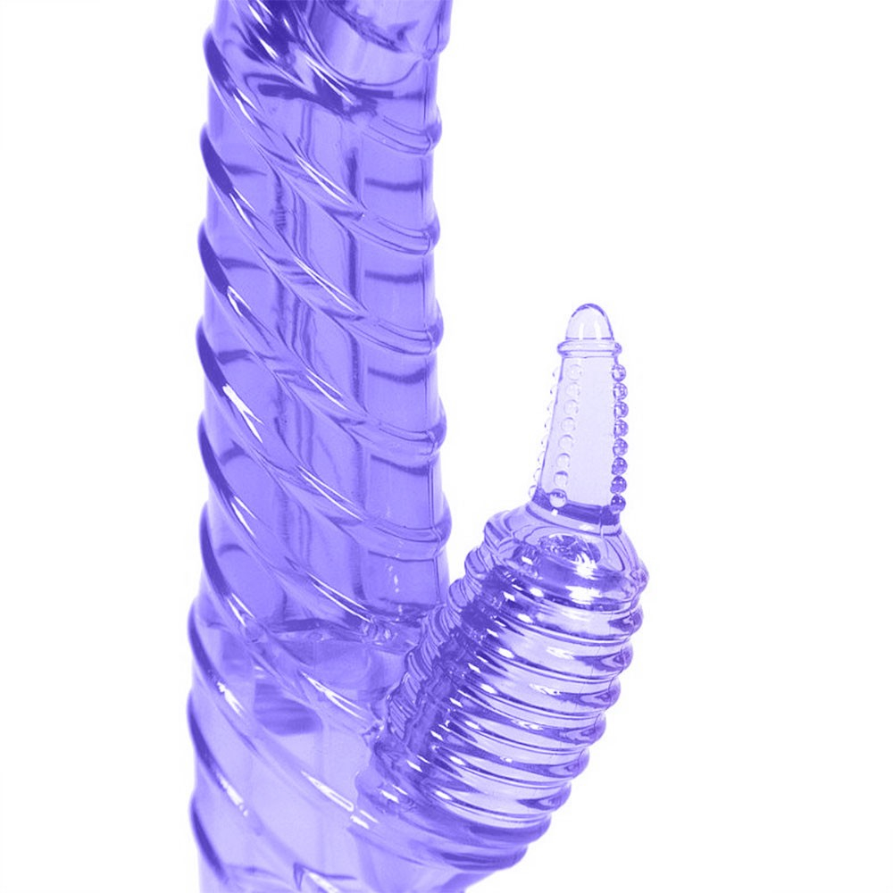 Detalhe do estimulador acoplado do Vibrador Duplo Curve Seduction Lil�s, com suas texturas espec�ficas