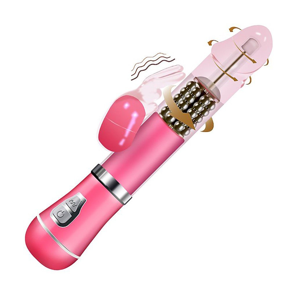 Vibrador Rabbit em Jelly com 9 Vibra��es e 6 Rota��es, Estimulador de Clit�ris e P�nis Rotativo, cor Rosa - Detalhe da Rota��o Interna e do Estimulador
