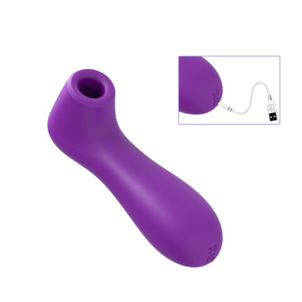 Sugador de Clit�ris roxo, vista de cima evidenciando a textura aveludada do silicone