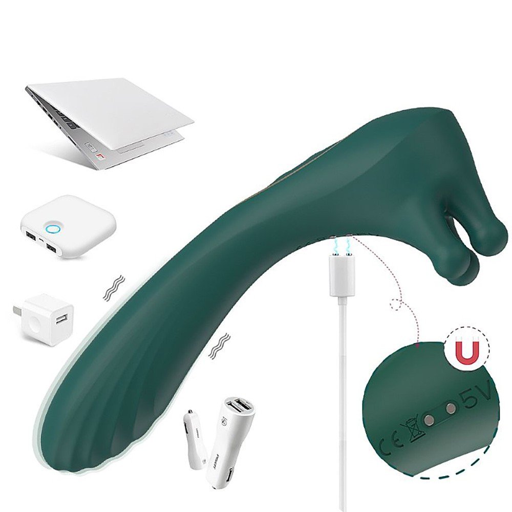 Vibrador Feminino Recarreg�vel Angel's Hand Verde em embalagem ou com acess�rios