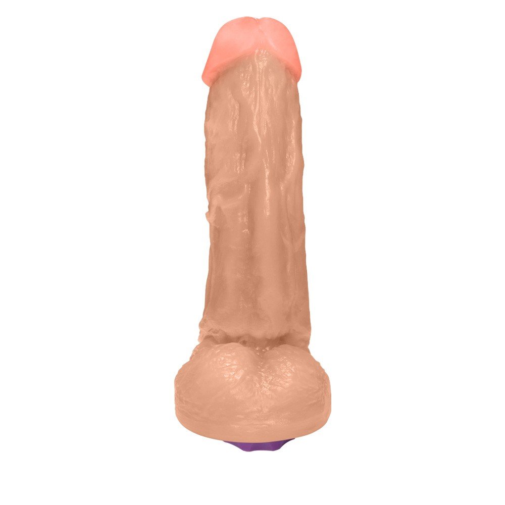 Detalhe da glande do P�nis Real�stico com Escroto e Vibrador 10 Velocidades Recarreg�vel King 19 x 5cm Bege com acabamento anat�mico e apar�ncia natural