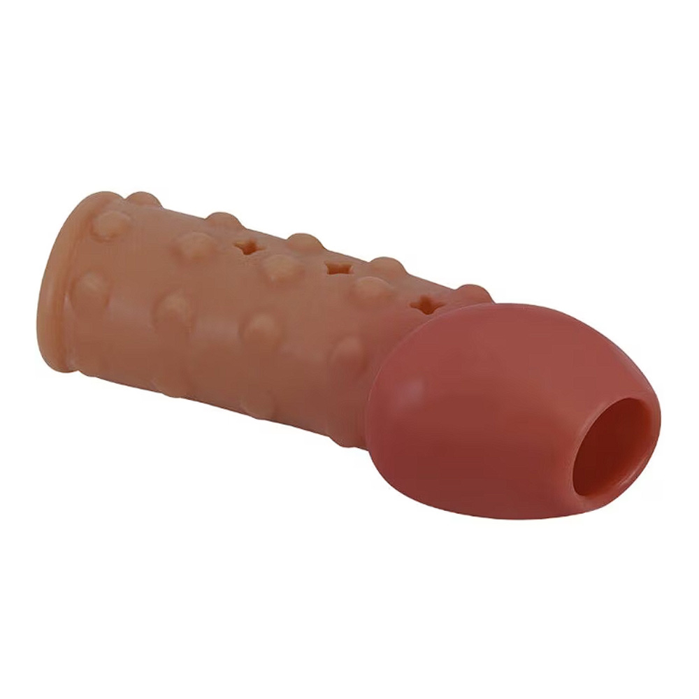 Capa Peniana Vazada em Jelly Macia e Flex�vel 10 x 2,8cm Bege | Foto 04