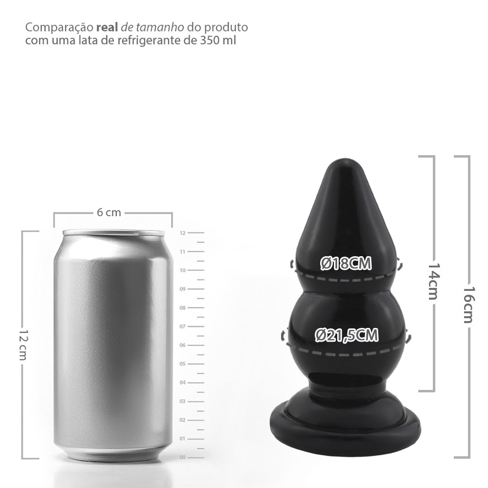 Plug Anal Grande Graduado M - PVC Flexível 16 x 6,7cm Preto Brilhante | Foto 07