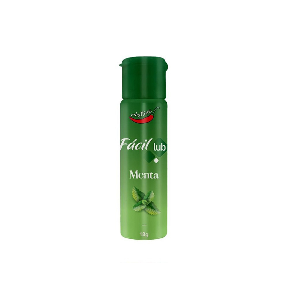 Vis�o frontal detalhada do Gel Lubrificante Beij�vel Sabor Menta F�cil Lub, com destaque para o sabor Menta