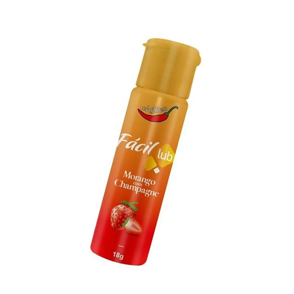 Vista lateral do Gel Lubrificante Beij�vel Morango com Champanhe, evidenciando o frasco e a tampa dosadora