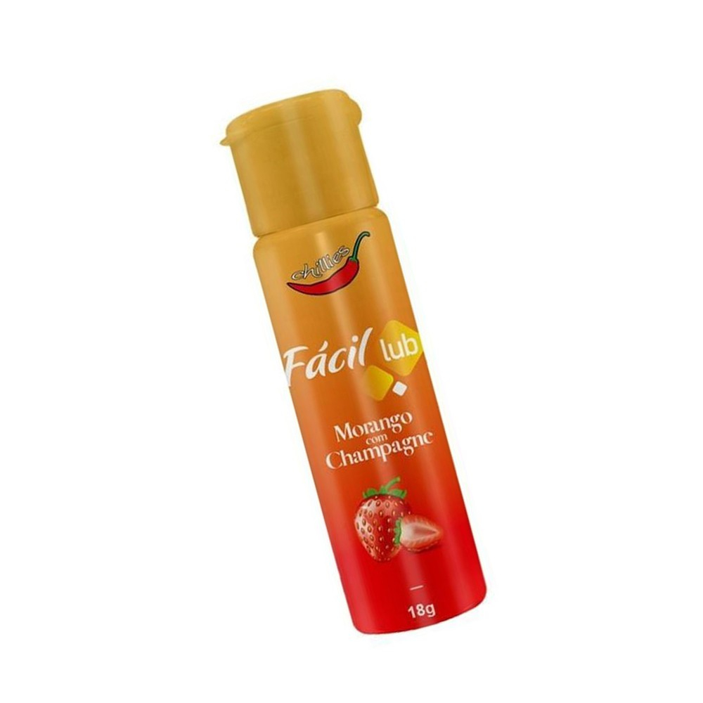 Gel Lubrificante Beij�vel Morango com Champanhe em outra vista lateral, mostrando o �ngulo do frasco e a embalagem