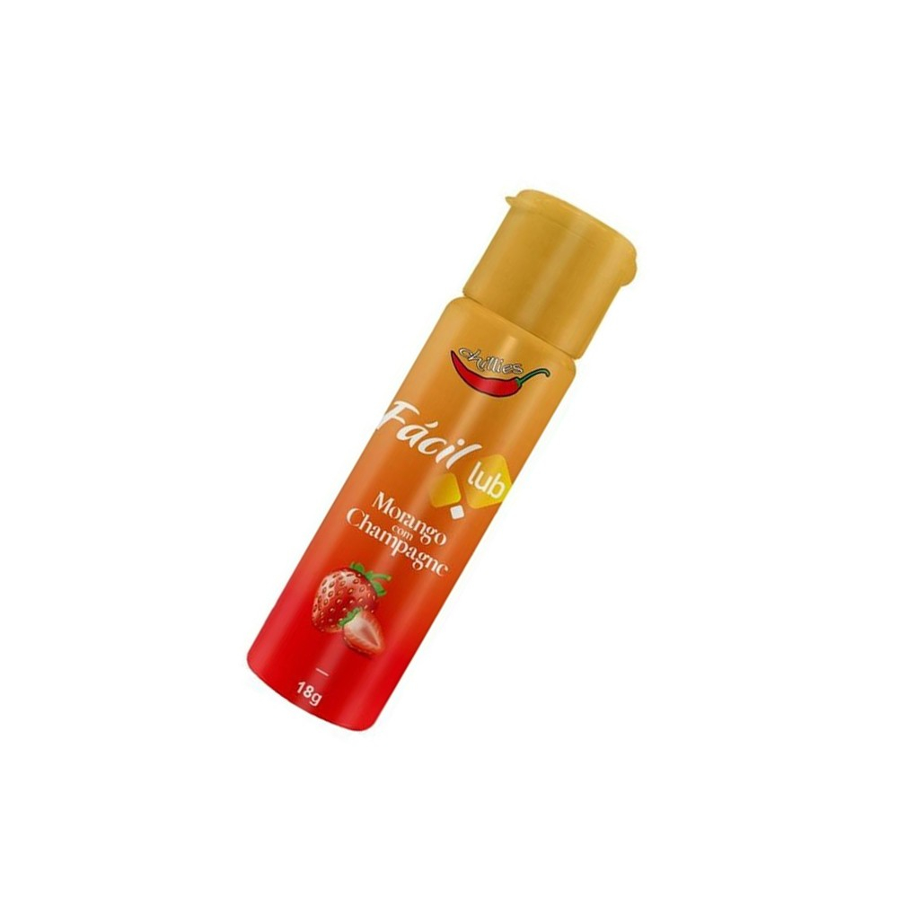Gel Lubrificante Beij�vel Morango com Champanhe em vista superior do bico dosador e tampa do frasco