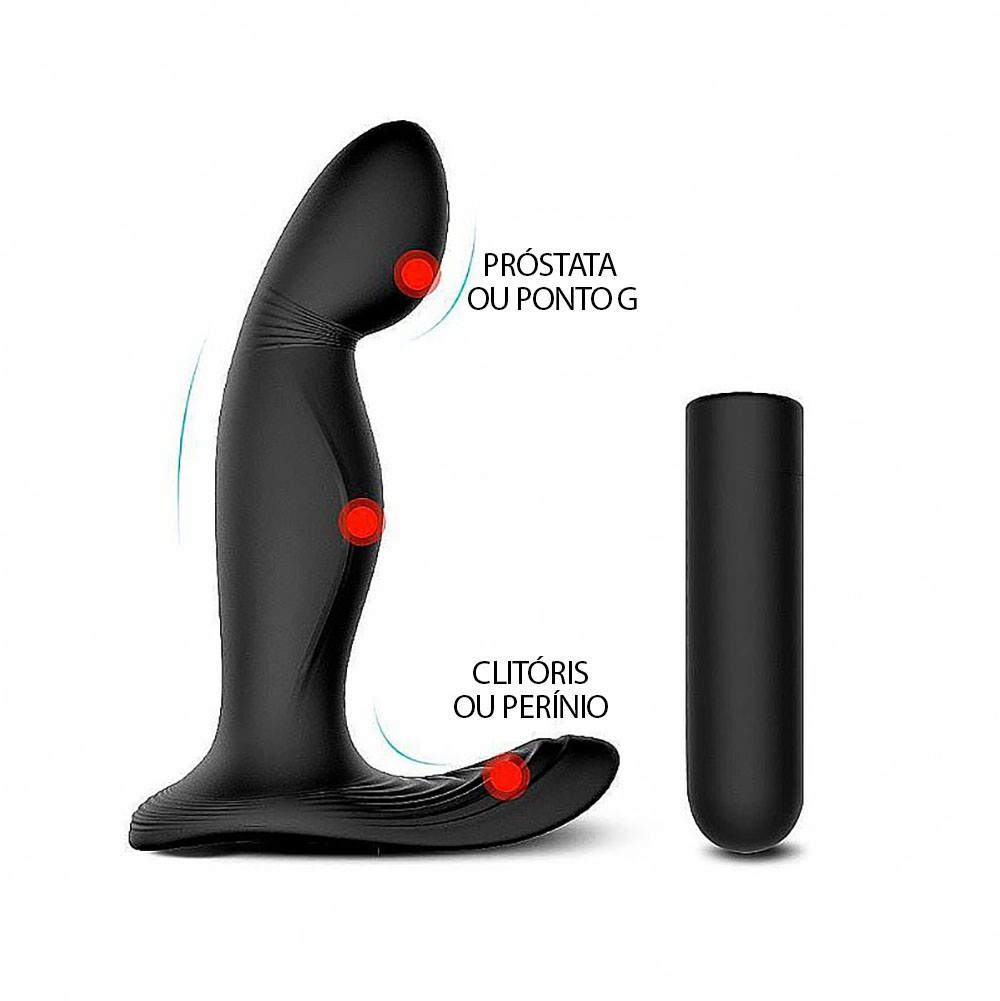 Estimulador de Pr�stata em Silicone Recarreg�vel com 9 Vibra��es Zeus Preto | Foto 03