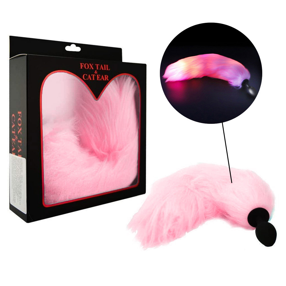 Plug Anal Rabo em Silicone Preto com Cauda de Pelcia com Pisca Pisca Rosa :: Sex Shop Loja do Prazer Plug Anal Rabo em Silicone Preto com Cauda de Pelcia com Pisca Pisca Rosa :: Sex Shop Loja do Prazer